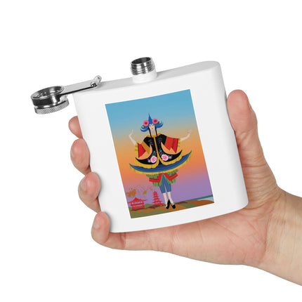 Kabuki Dancer at Twilight Flask – Elegant Performance & Vibrant Fantasy