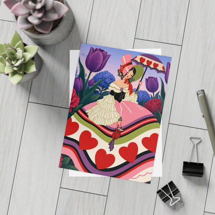 ❤️☂️ The Heart Parasol Promenade Postcards With Envelopes – Art Deco Floral Romance