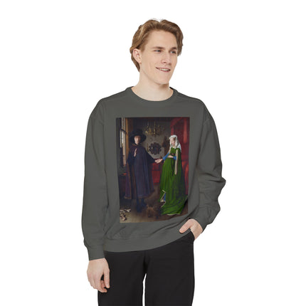 Arnolfini Portrait by Jan Van Eyck Unisex Garment-Dyed Sweatshirt