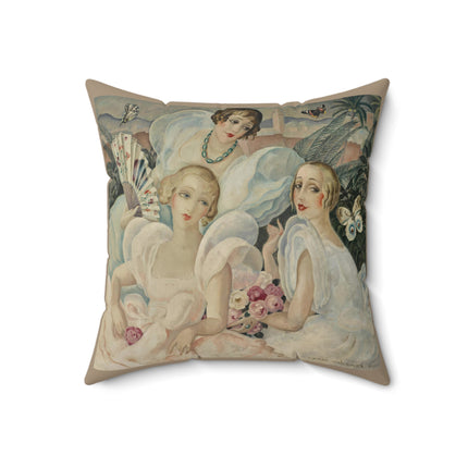 Les Femmes Fatales by Gerda Wegener Spun Polyester Square Pillow