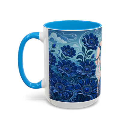 💙🌸 The Sapphire Wind Dancer Colorful Mug – Art Deco Floral Fantasy