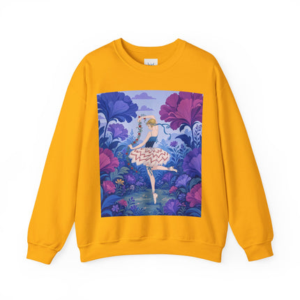 🌸🩰 The Enchanted Garden Ballet Crewneck Sweatshirt – Art Deco Floral Whimsy