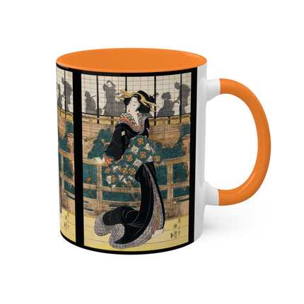 Japanese woman woodcut print by Kikukawa Eizan Colorful Mugs, 11oz