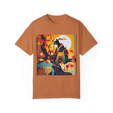 Black Cat in Kimono Unisex Garment-Dyed T-shirt