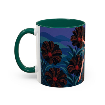 🖤🌺 The Midnight Floral Acrobat Colorful Mug – Art Deco Fashion Whimsy
