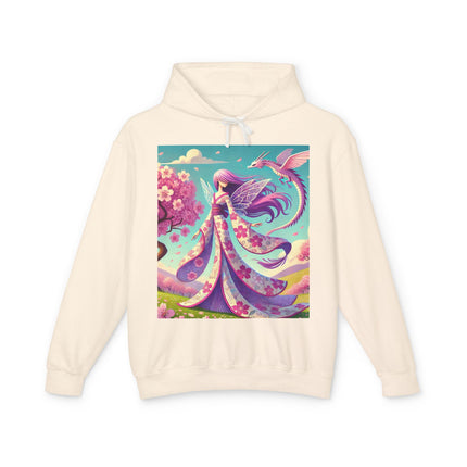 Petals in the Wind: The Kimono Fairy and the Sky Dragon Lightweight Hooded Sweatshirt