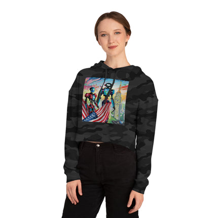 High Fashion Cyberpunk CIA Robots Cropped Hooded Sweatshirt
