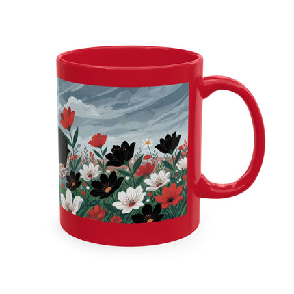 🌺☔ The Lady In The Stormy Flower Garden Ceramic Mug – Art Deco Fashion Elegance