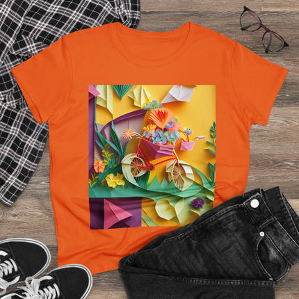 Origami Bicycle Women's Midweight Cotton Tee