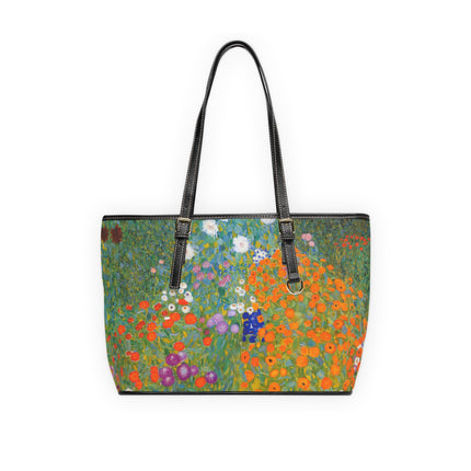 Cottage Garden by Gustav Klimt PU Leather Shoulder Bag