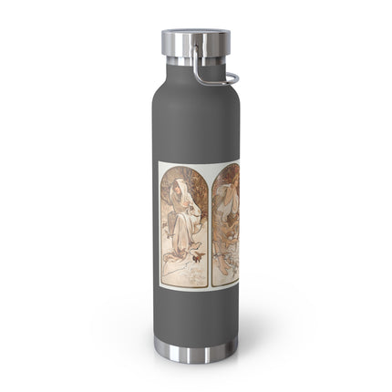 The Seasons by Alphonse Maria Mucha Copper Vacuum Insulated Bottle, 22oz