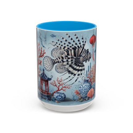 Lionfish & Lantern Colorful Mug – Mystical Ocean & Asian Harmony