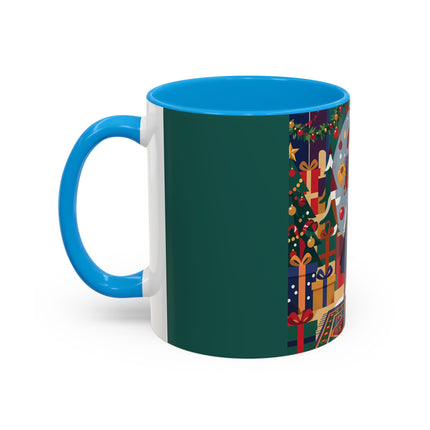 ☃️🎄 The Snowman's Christmas Companion Colorful Mug – Art Deco Holiday Fantasy