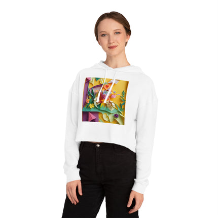 Origami Bicycle Women’s Cropped Hooded Sweatshirt