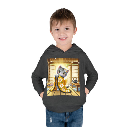Playful Kitten in the Tea Room Toddler Pullover Fleece Hoodie