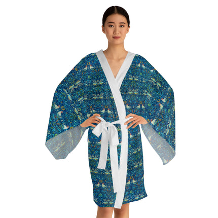 Birds by William Morris Long Sleeve Kimono Robe (AOP)