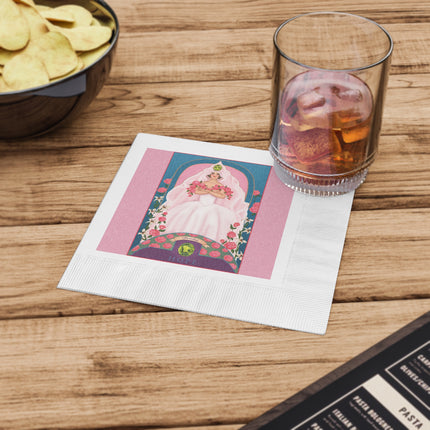 August & Peridot Zodiac White Coined Napkins