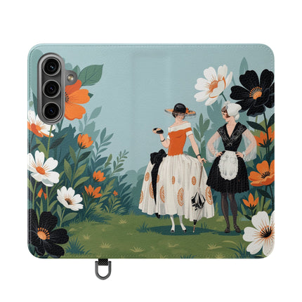 🌼🖤 The Ladies Of The Garden Promenade Flip Case – Art Deco Floral Fashion