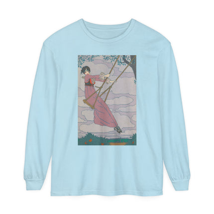 La balançoire by Georges Lepape Garment-dyed Long Sleeve T-Shirt