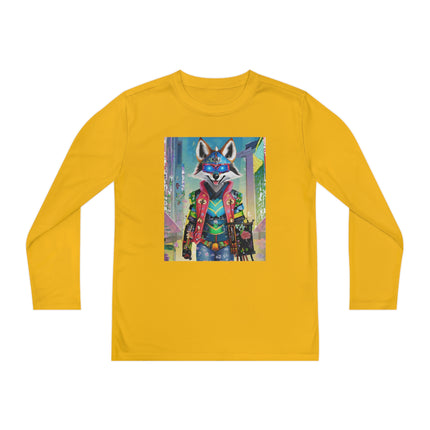 Cyber Hyena Youth Long Sleeve Competitor Tee – Neon Mischief & Futuristic Style