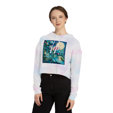 Ethereal Moonlit Lake Women’s Cropped Hooded Sweatshirt