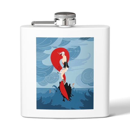 Siren of the Waves Stainless Steel Flask – Dramatic Sea Power & Bold Elegance
