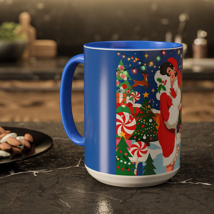 🦌🍬 The Lady Of The Peppermint Christmas Garden Colorful Mug – Colorful Art Deco Holiday Fantasy
