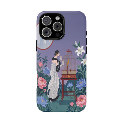 🌸🐦 The Lady Of The Garden Birdcage Phone Case – Art Deco Floral Elegance