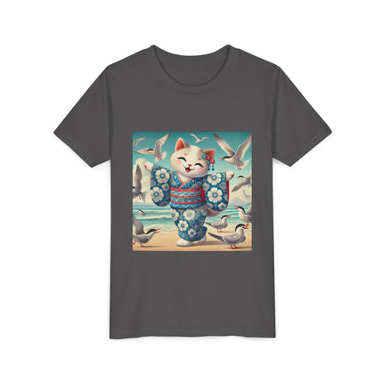 Geisha Kitten by the Seaside Youth Short Sleeve Tee