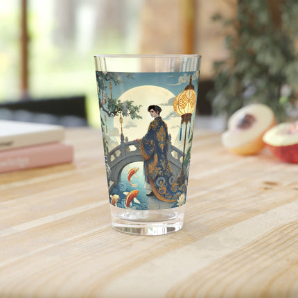 Moonlit Bridge Gentleman Pint Glass – Imperial Serenity & Moonlit Harmony