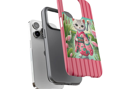 Geisha Kitten Strolls Among the Spoonbills Phone Cases