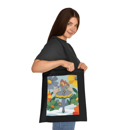 🌼❄️ The Winter Flower Wanderer Cotton Tote Bag – Colorful Winter Fantasy
