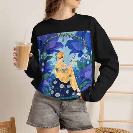 🪞🌺 The Enchanted Garden Mirror Crewneck Sweatshirt – Art Deco Fashion Whimsy
