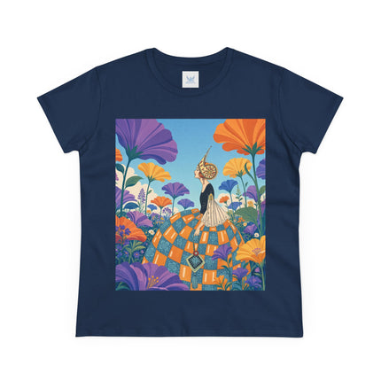 🌺🧡 The Lady Of The Golden Garden Cotton Tee – Art Deco Fashion Fantasy