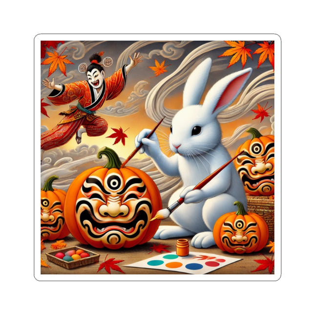 Halloween Rabbit’s Kabuki Jack-o’-Lanterns Kiss-Cut Stickers (3 Sizes)
