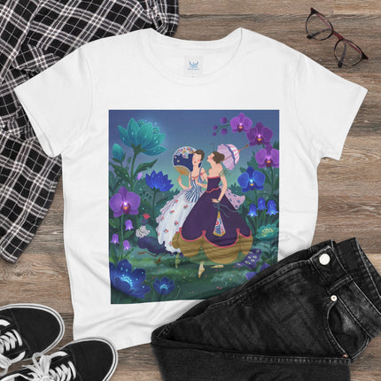 💜🌸 The Ladies Of The Enchanted Garden Cotton Tee – Art Deco Fashion Illustration