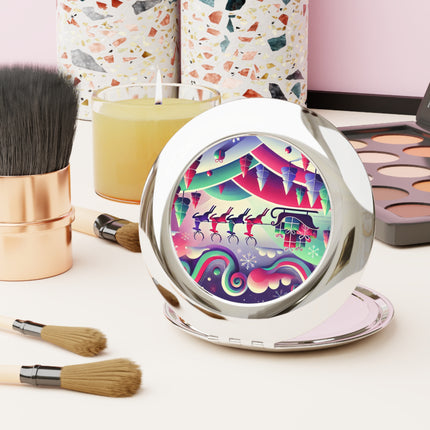 Festive Reindeer Flight Compact Travel Mirror
