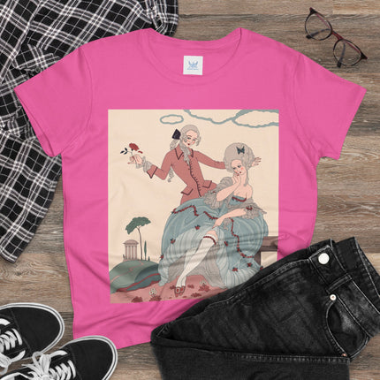 🌹🎀 The Rose Garden Courtship Cotton Tee – Art Deco Romantic Fashion