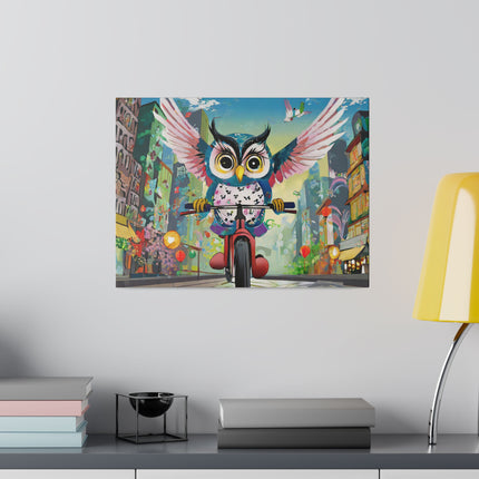 Cycling Owl Matte Canvas, Stretched, 0.75"