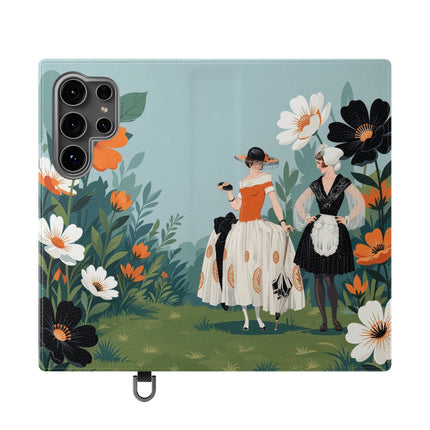 🌼🖤 The Ladies Of The Garden Promenade Flip Case – Art Deco Floral Fashion