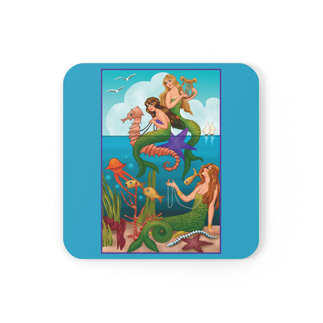 Three Mermaids with Strings of Pearls by Carlo Chiostri Cork Back Coaster