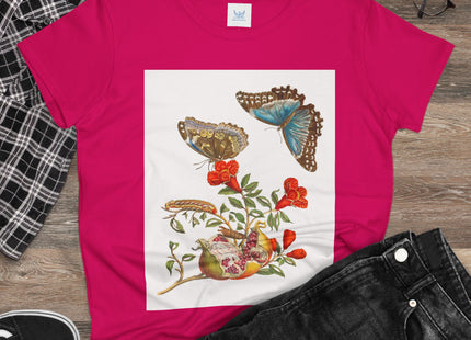 Blue Butterflies and Pomegranate Cotton Tee