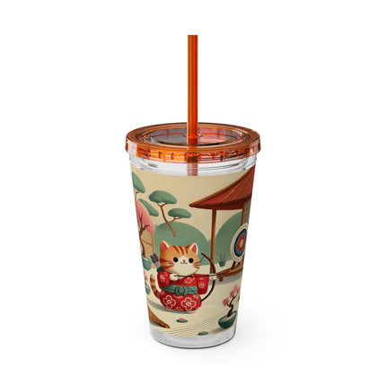 Archer Kitten in the Zen Garden Sunsplash Tumbler with Straw, 16oz
