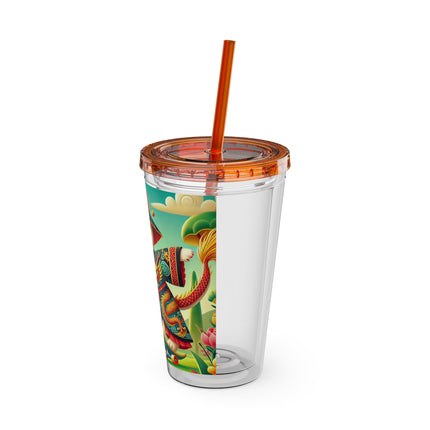 Dragon Dance on Wheels Sunsplash Tumbler with Straw, 16oz