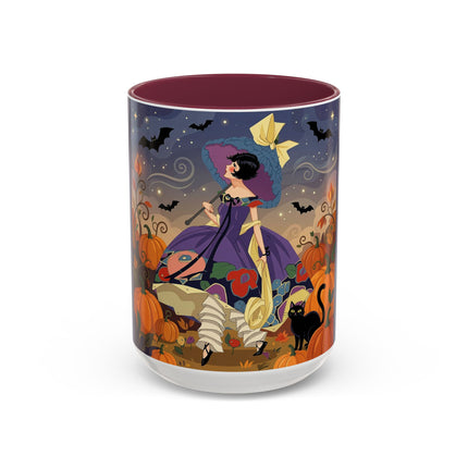 🌙🎃 The Moonlit Garden Walk Colorful Mug – Elegant Halloween Charm