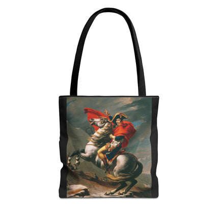 Napoleon Crossing the Alps by Jacques-Louis David Tote Bag (AOP)
