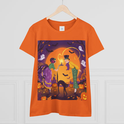 🎃🕯️ The Midnight Halloween Greeting Cotton Tee – Vintage Halloween Charm