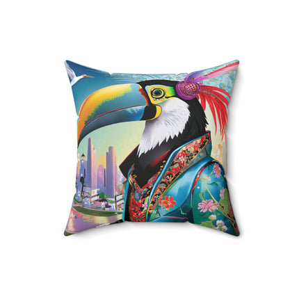 Cyber Toucan Chic Spun Polyester Square Pillow