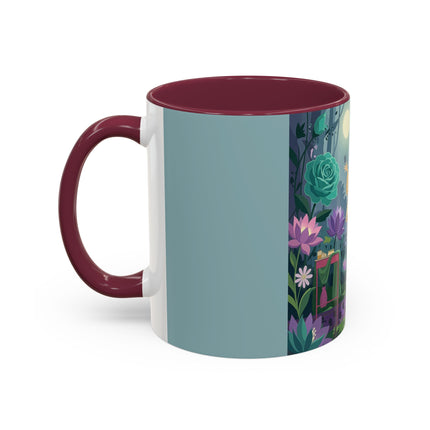 The Lady Of The Moonlit Garden Colorful Mugs – Art Deco Botanical Serenity