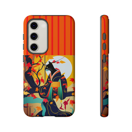 Black Cat in Kimono Phone Cases